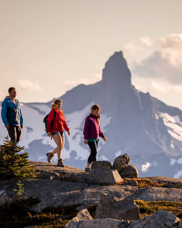 Hikers in front of Black Tusk in Whistler, Credit: Tourism Whistler/Justa Jeskova