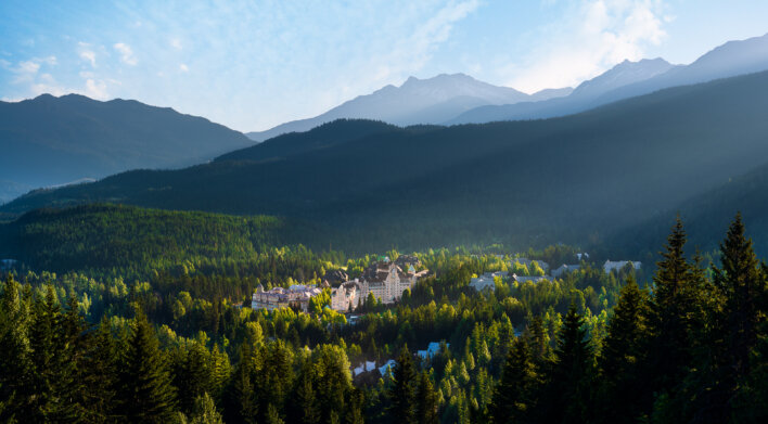 Aerial view of Fairmont Chateau Whistler.