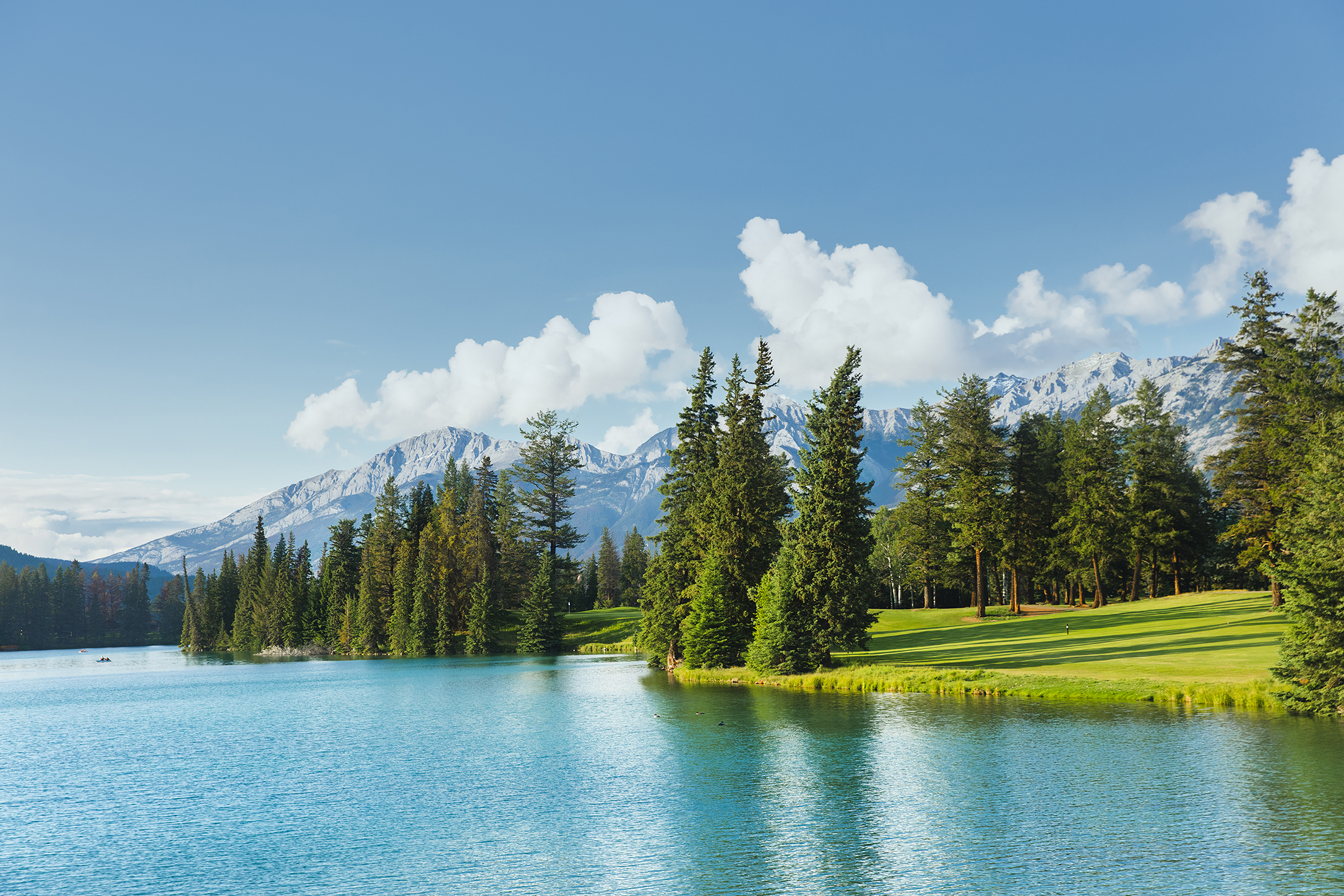 A view of Lac Beauvert in Jasper that includes part of the Stanley Thompson Golf Course