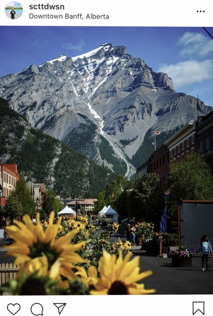 Screenshot A photo of Banff Ave with Cascade looming in the background. One of the best views in the Rockies.