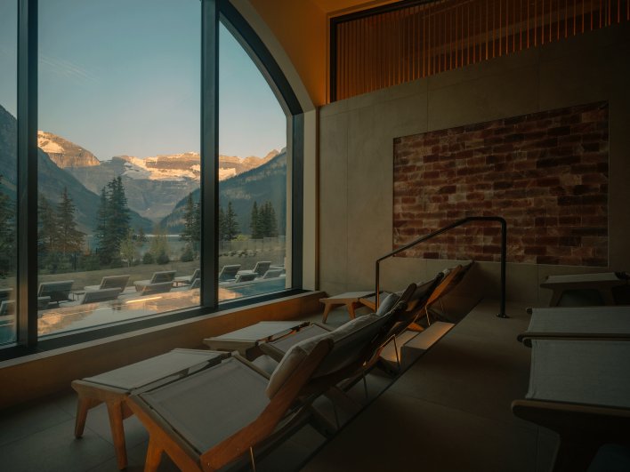 View from the Salt Relaxation Room at Fairmont Lake Louse.
