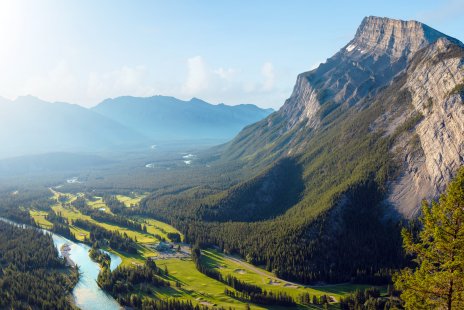TunnelMountain_Pano2_Reedited_V3 Aerial shot of the golf course at the Fairmont Banff Springs.
