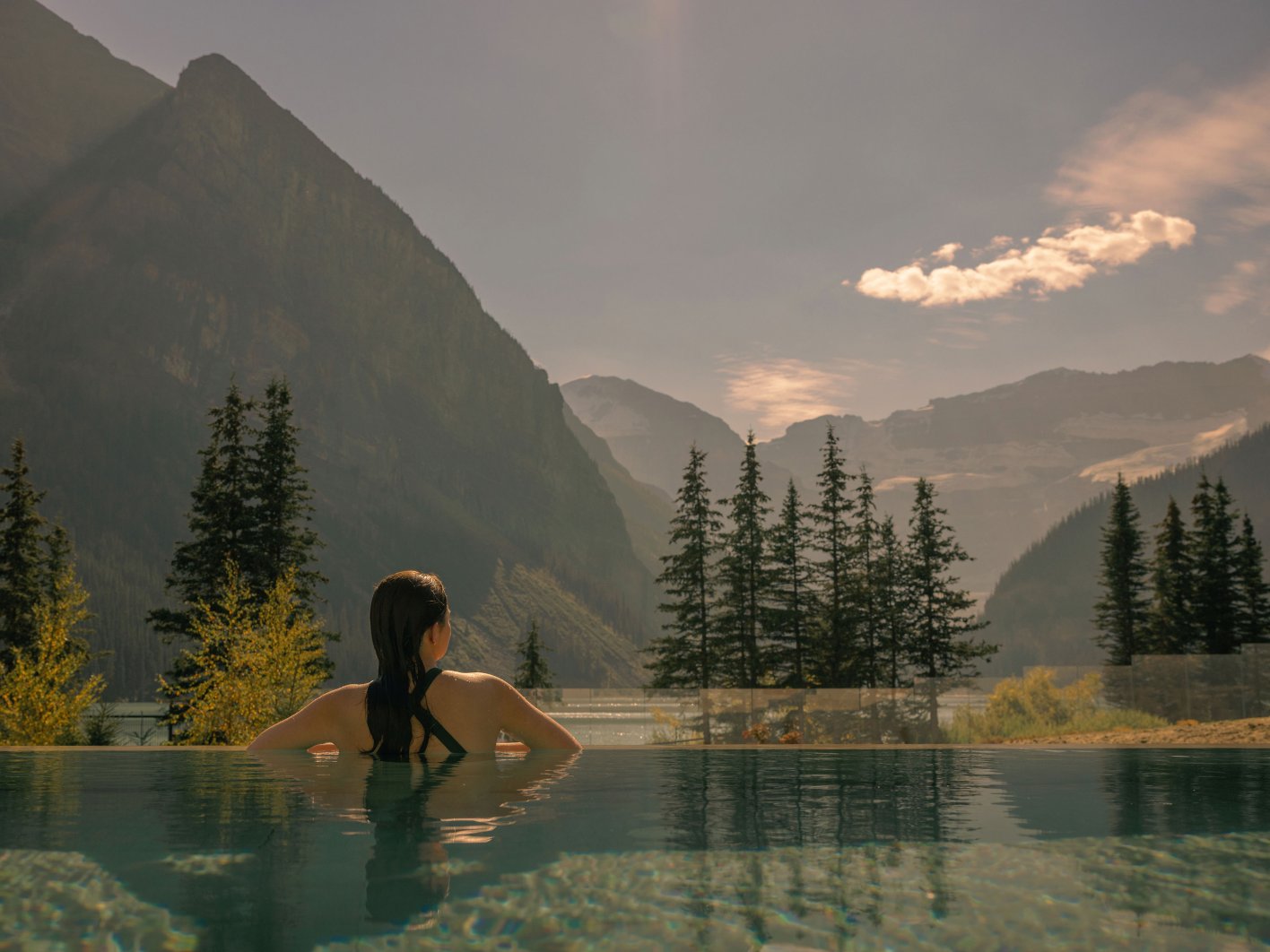 View of the glacier at Lake Louise at Fairmont Chateau Lake Louise